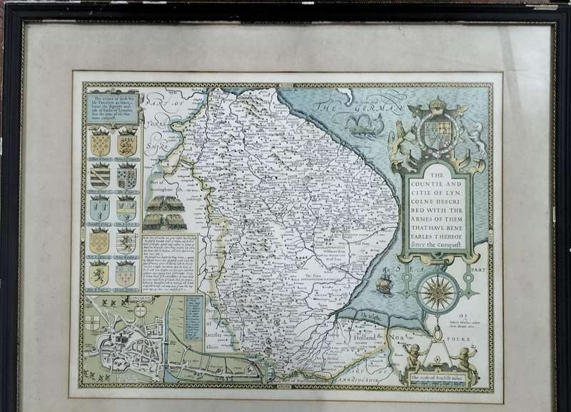 Antique British map (Lincolne) - framed