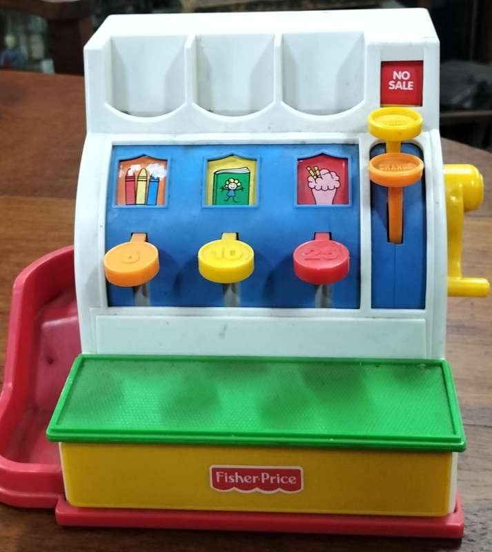 Vintage Fisher Price till (includes 3 plastic coins)