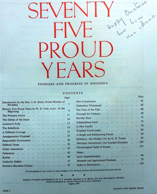 SEVENTY FIVE PROUD YEARS 1890 - 1965 - Pioneers and Progress of Rhodesia