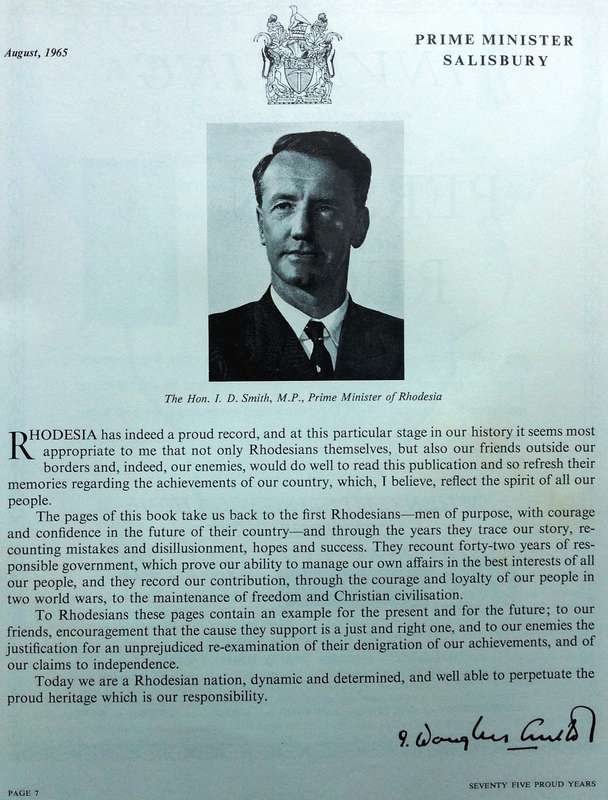 SEVENTY FIVE PROUD YEARS 1890 - 1965 - Pioneers and Progress of Rhodesia