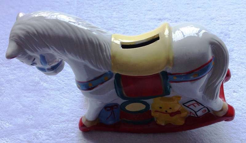 Vintage Porcelain Money Box Rocking Horse