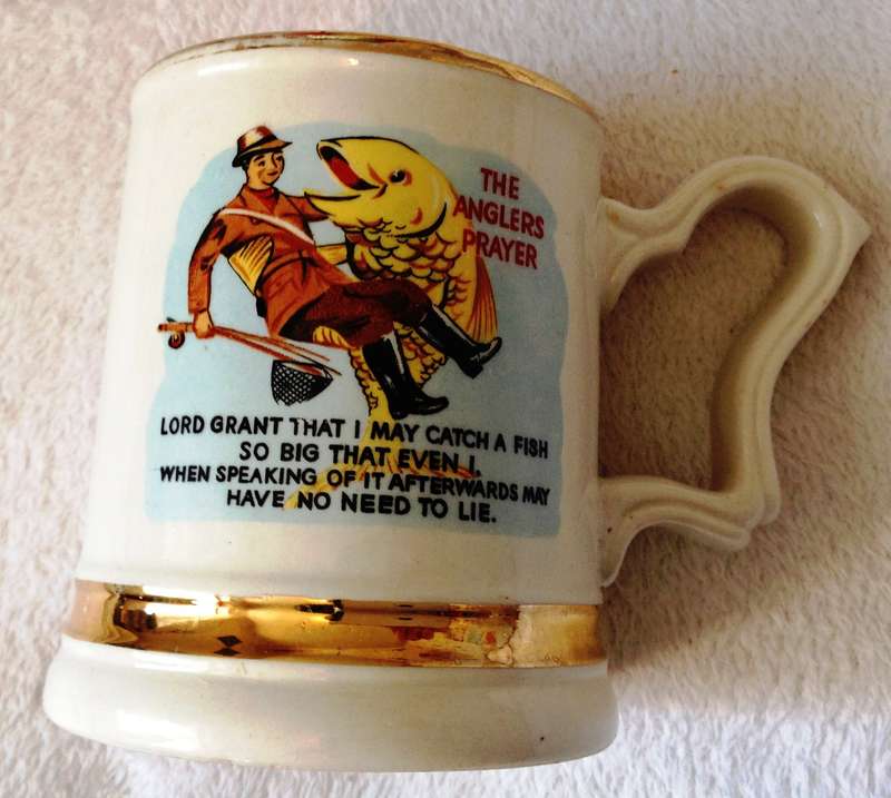 Vintage Prince William Tankard with 22 carat gold rims and edging - The Anglers Prayer