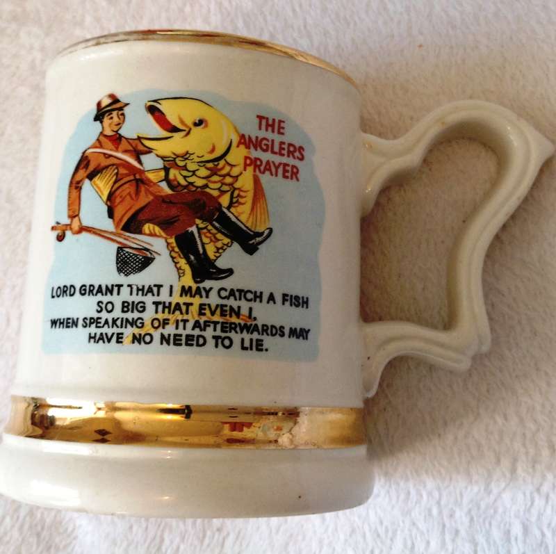 Vintage Prince William Tankard with 22 carat gold rims and edging - The Anglers Prayer