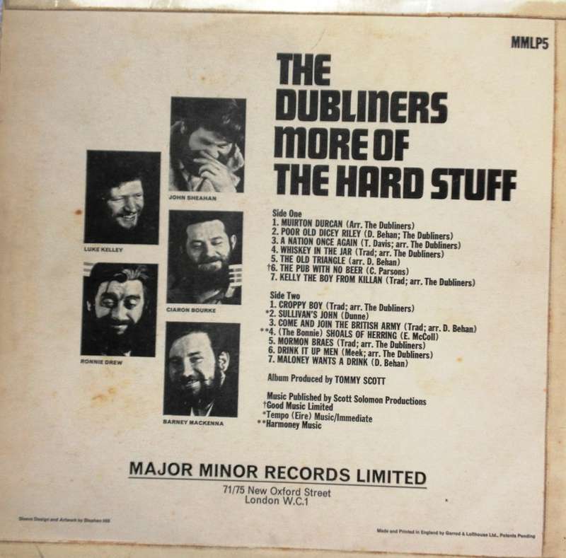 Long playing record LP - The Dubliners - More of the Hard Stuff - MMLP5