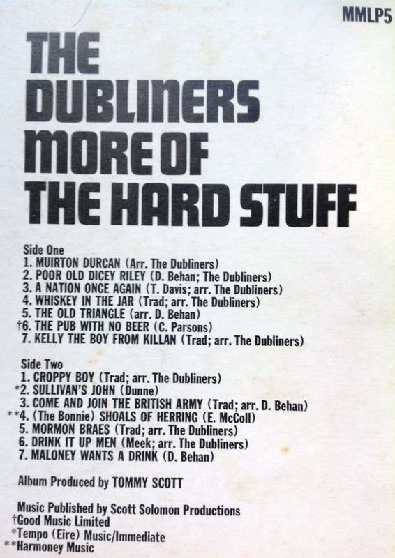Long playing record LP - The Dubliners - More of the Hard Stuff - MMLP5