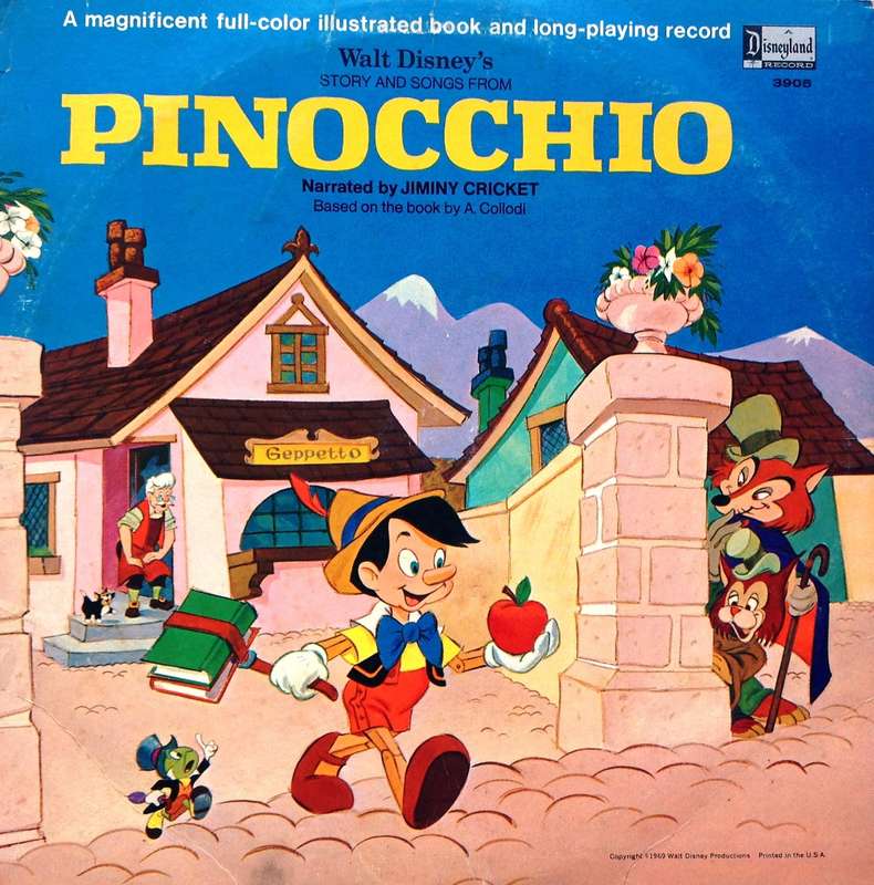 Walt Disney's story and songs from Pinocchio - Narrated by Jiminy Cricket - LP Record ST 3905
