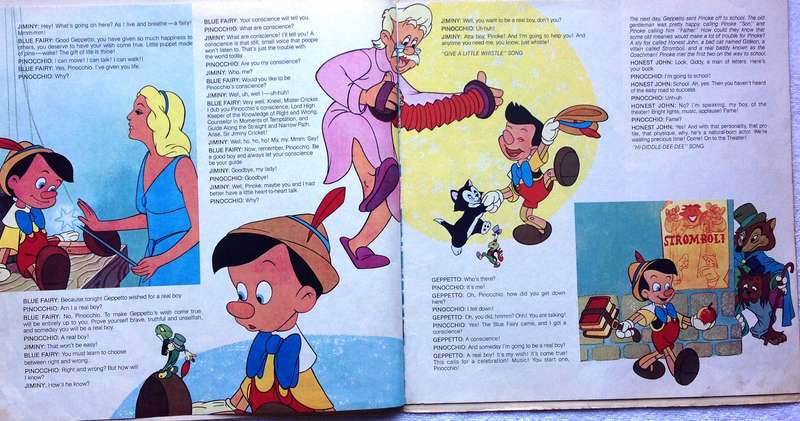 Walt Disney's story and songs from Pinocchio - Narrated by Jiminy Cricket - LP Record ST 3905