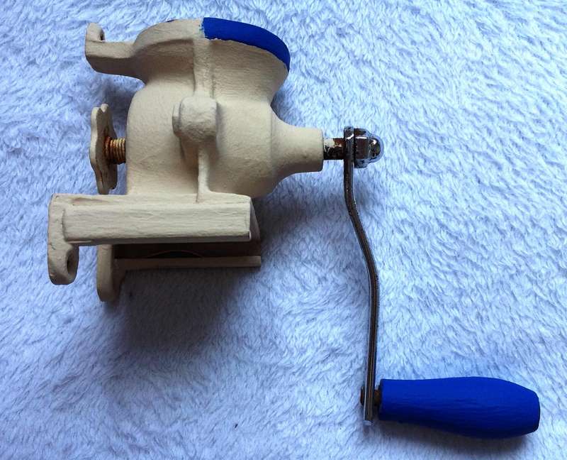 Vintage Dutch Wall Mounted Coffee Bean Grinder - Cream and Royal Blue