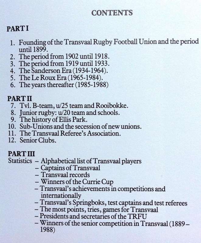 Transvaal Rugby Football Union - 100 Years - Hardcover
