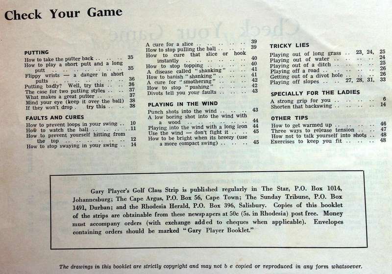 Gary Player's Golf Class as published in The Cape Argus