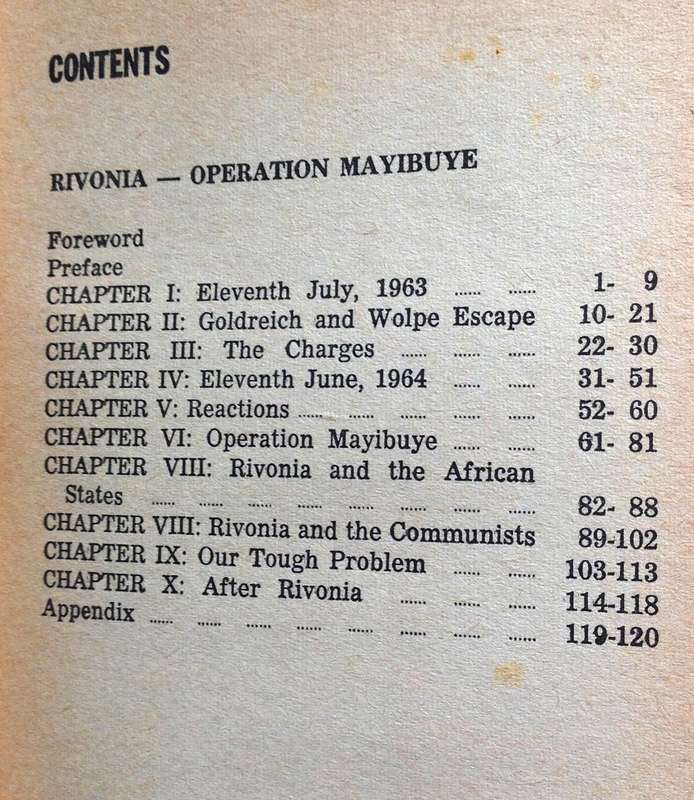 Rivonia - Operation Mayibuye - Honourable H. H. W. De Villiers