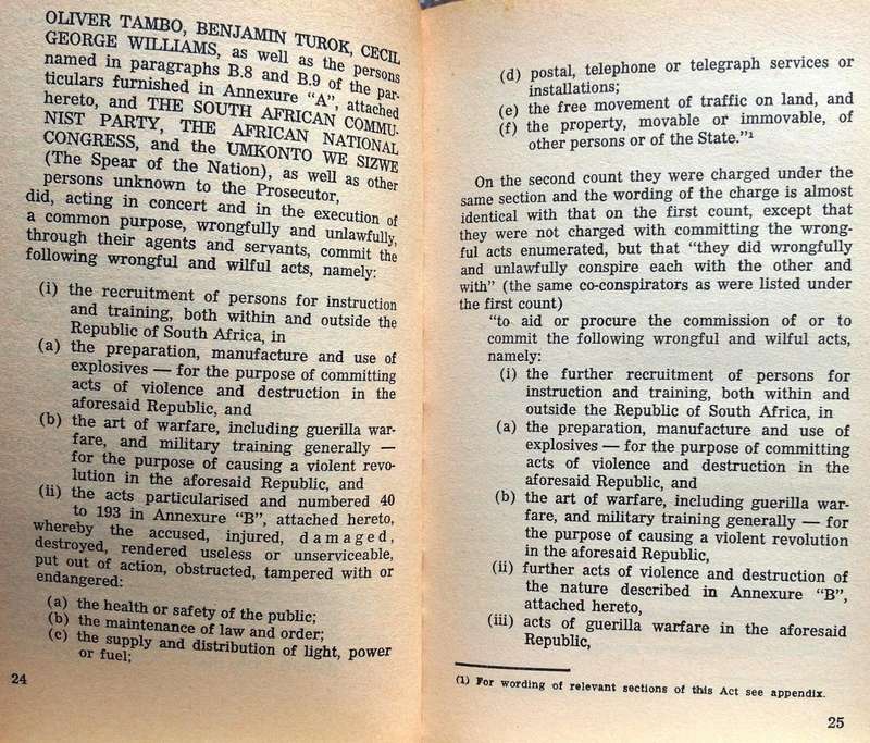 Rivonia - Operation Mayibuye - Honourable H. H. W. De Villiers