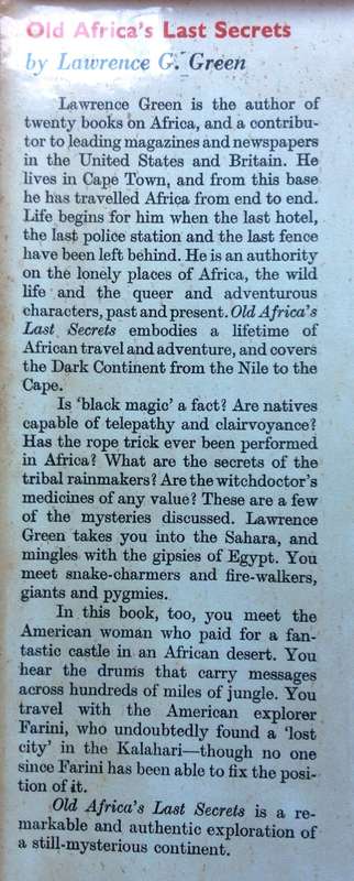 Old Africa's Last Secrets - Lawrence G Green - Hardcover