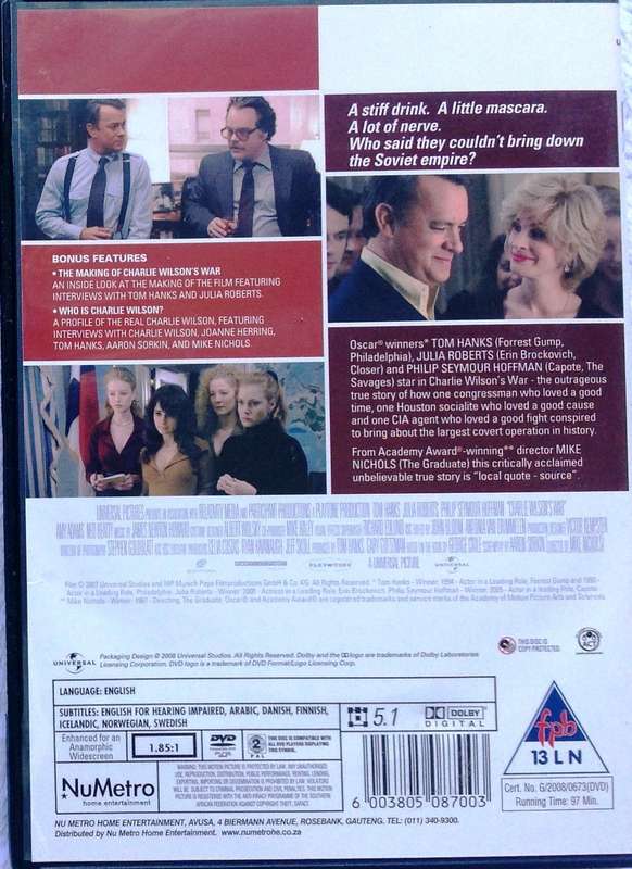 DVD - Charlie Wilson's War - very good condition     Based on the outrageous true story