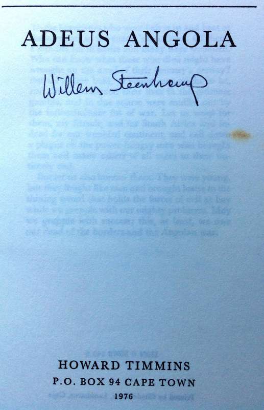 Adeus Angola - Willem Steenkamp - Hardcover        Book signed by Author