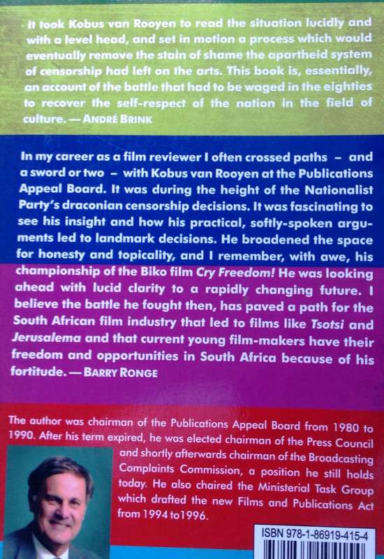 A South African Censor's Tale - Kobus van Rooyen        Book signed by Author