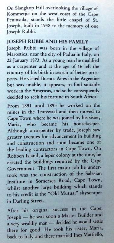 Booklet - St. Josephs Chapel, Rubbi Road, Kommetjie - A Short History