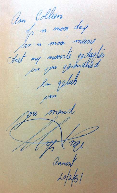 Pioniers van die Wolke - Antoine de Saint-Exupery - Geteken deur Uys Krige, 20 Feb 1981, Onrus