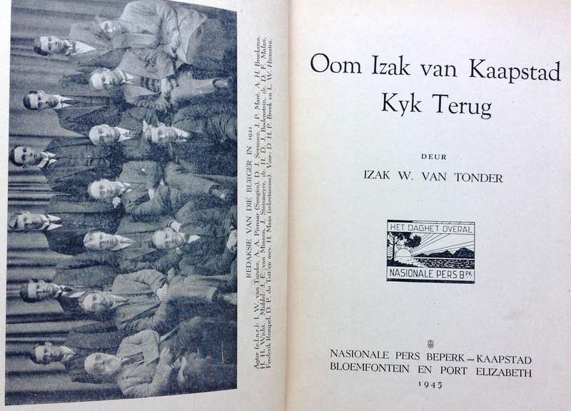 Oom Izak van Kaapstad kyk terug - Izak W van Tonder    Boek geteken deur Skrywer