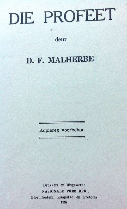 Die Profeet deur D F Malherbe - Hardeband