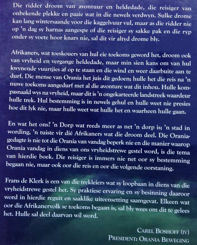 ORANIA - Van Dorp tot Stad - 'n Nuwe Strategie - Frans de Klerk