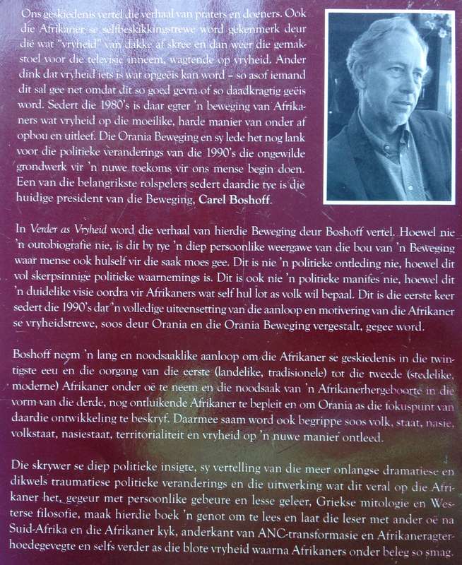 Verder as Vryheid - Die Orania Beweging en die toekoms van ons Mense - Carel Boshoff