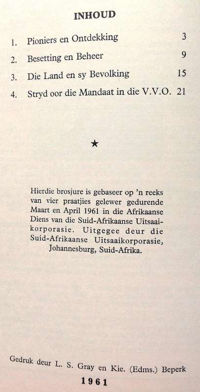 Ons Mandaat Suidwes Afrika - Prof Dr J Bruwer
