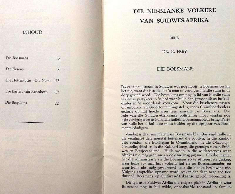 Die Nie-Blanke Volkere van Suidwes-Afrika - Dr Karl Frey