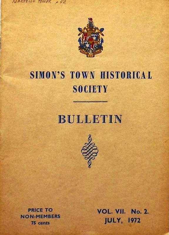 Simon's Town Historical Society Bulletin  Volume 7, Number 2, July 1972