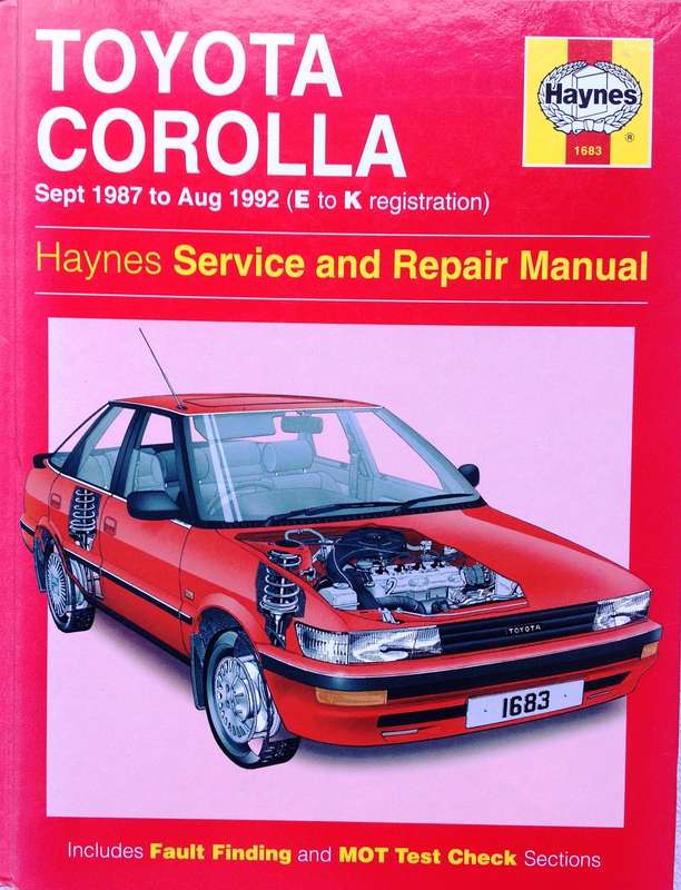 Toyota Corolla Sept 1987 to Aug 1992 - Haynes Service and Repair Manual No 1683 - Hardcover