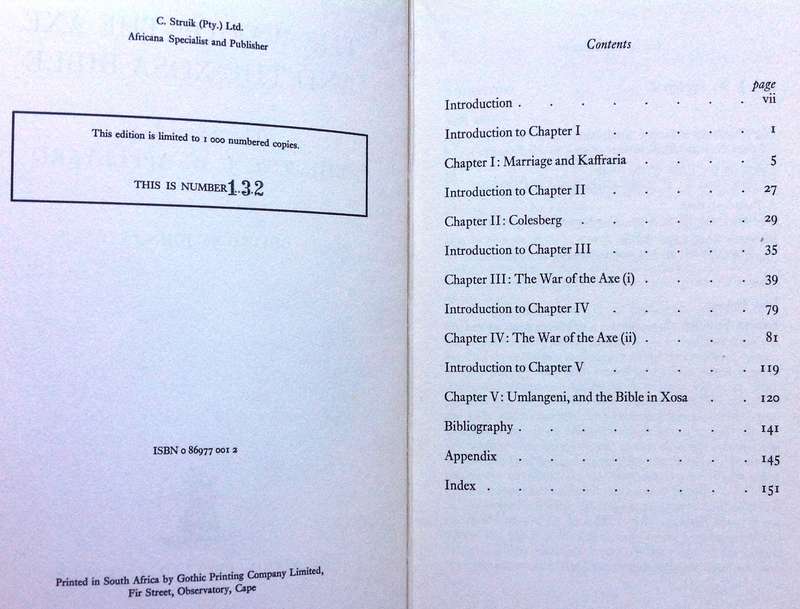 The War of the Axe and the Xosa Bible-the Journal of the Rev J W Appleyard-Hardcover - Ltd edition