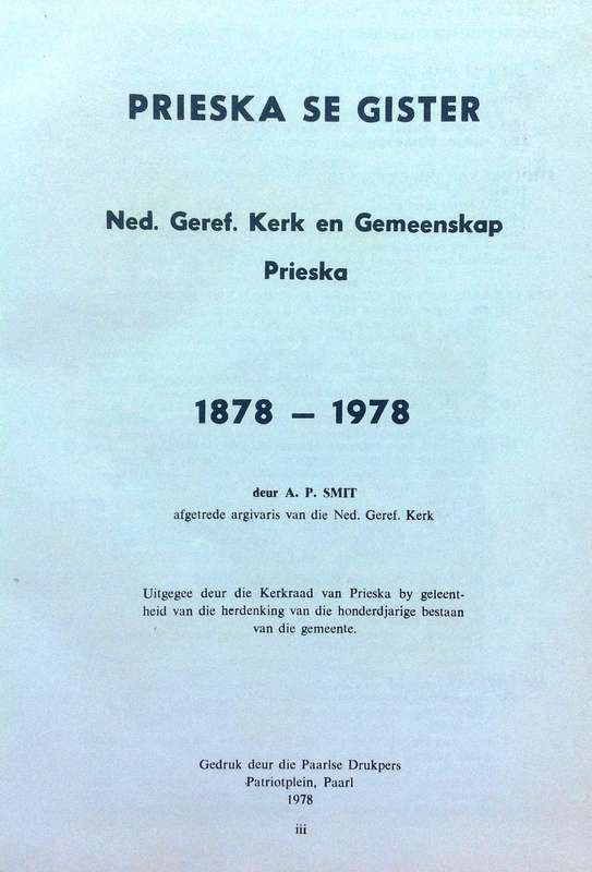 Prieska se Gister - EEUFEESGEDENKBOEK - 1878 - 1978 - A P Smit - Hardeband