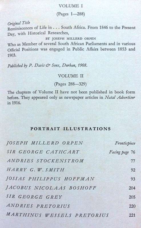 Reminiscences of Life in South Africa-Joseph Millerd Orpen-Hardcover - Volumes 1 and 2 - Ltd edition