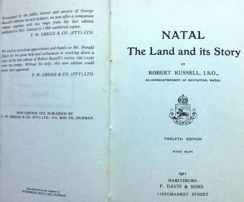Natal The Land and its Story by Robert Russell ISO - Hardcover
