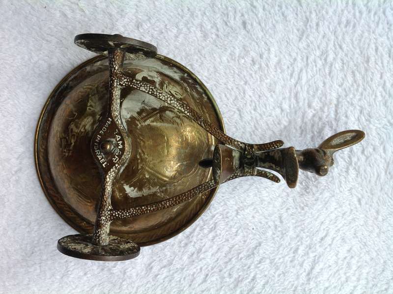 Vintage Brass Donkey Cart with Bowl - Tamar - Made in Israel