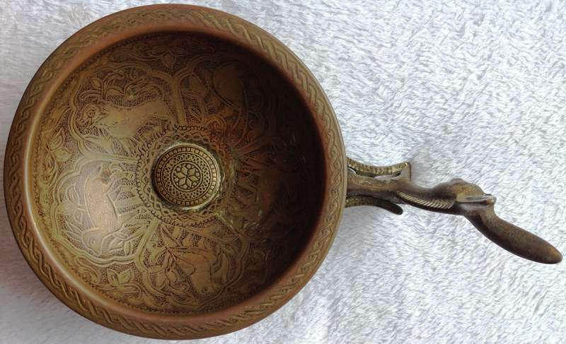 Vintage Brass Donkey Cart with Bowl - Tamar - Made in Israel