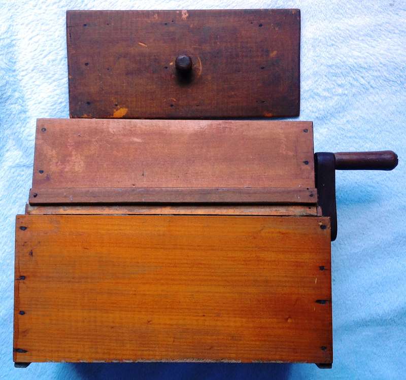 Complete Antique Wooden Hand Crank Flour Sifter