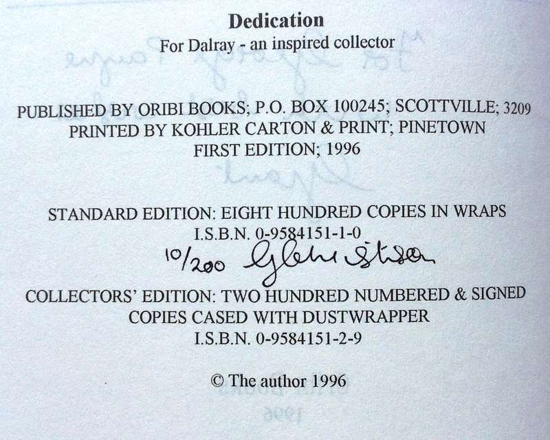Book Collecting in South Africa - Grant Christison - Hardcover  Book signed by Author  Ltd Edition