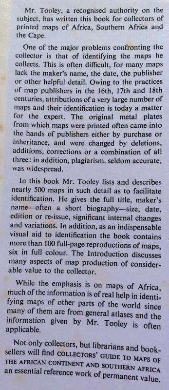 Collectors' Guide to Maps of The African Continent and Southern Africa - R V Tooley - Hardcover