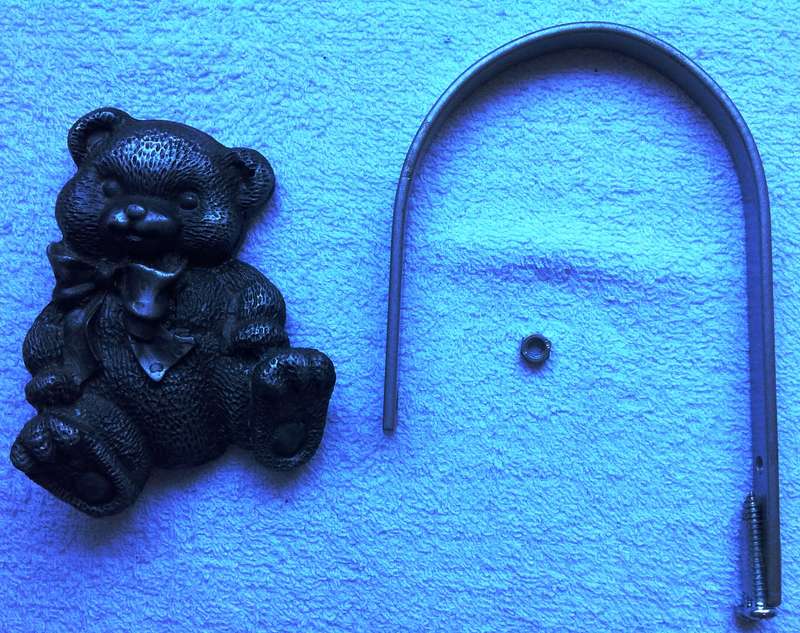 Pewter Teddy Bear on suspension bracket