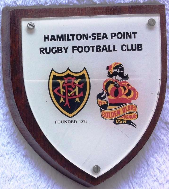 Wooden plaque on hardwood - Hamilton Rugby Football Club - Sea Point - Founded 1875