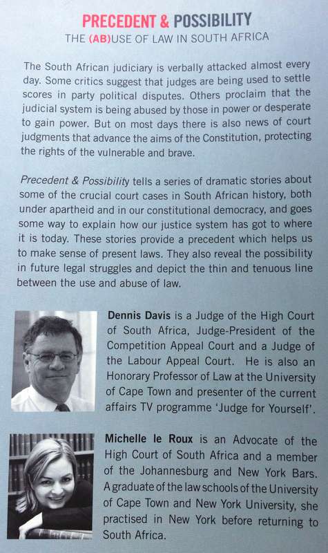 Precedent and Possibility - Dennis Davis and Michelle le Roux    Book signed by BOTH Authors