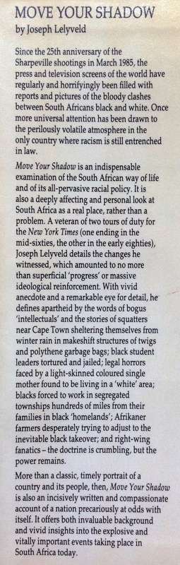 Move Your Shadow - Joseph Lelyveld - Hardcover