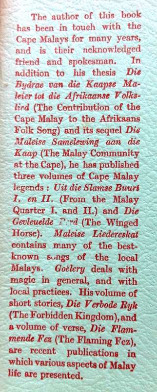 The Cape Malays - I D du Plessis - Hardcover