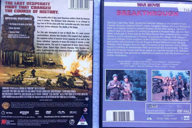 DVD Battle of the Bulge - 1965 film & DVD Breakthrough - 1979 film