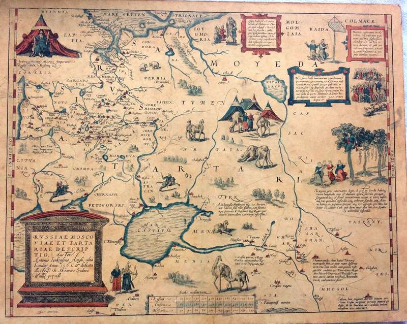Vintage map of Russia, based upon Anthony Jenkinsons original rare map of Russia drawn 1562