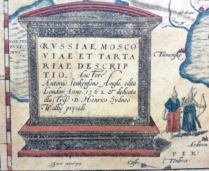 Vintage map of Russia, based upon Anthony Jenkinsons original rare map of Russia drawn 1562