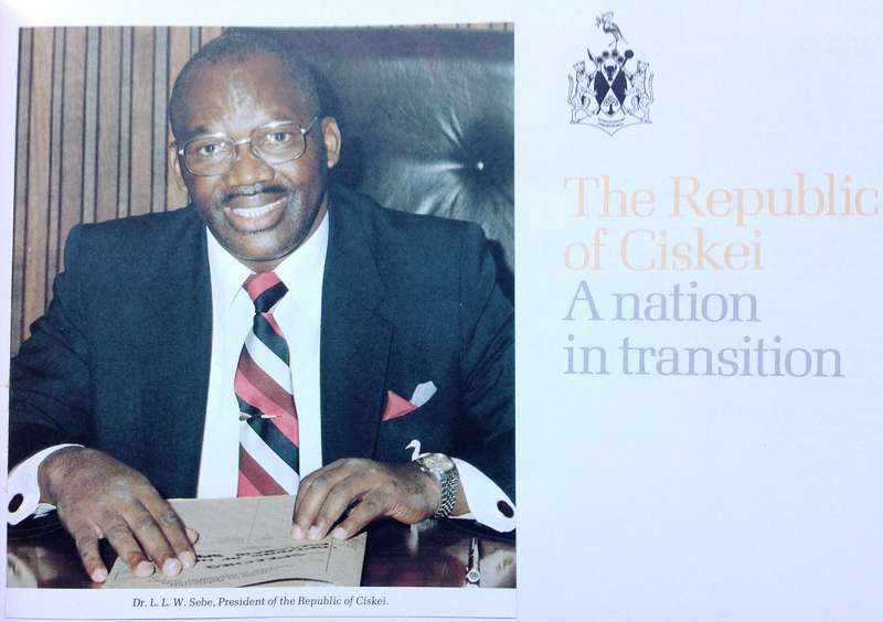 The Republic of Ciskei-A Nation in Transition   Book signed by President of Ciskei, Dr L L W  Sebe