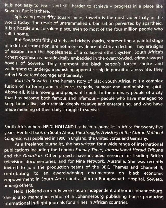 Born in Soweto - Heidi Holland    Book signed by Author