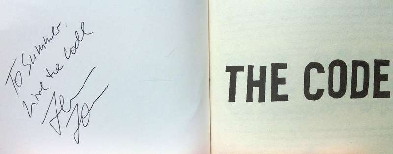The Code - by World-Champion Surfer Shaun Tomson with Patrick Moser  Book signed by Shaun Tomson